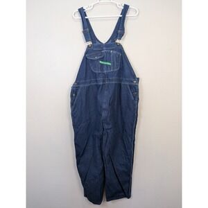 Vtg Key Imperial Denim Bib Overalls Mens 52x30 Blue Carpenter Y2K 100% Cotton